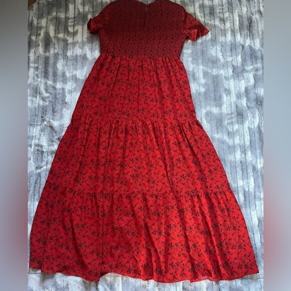 Zara Smocked Floral Maxi Dress Size Large - Picture 3 of 11